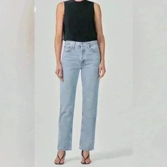 Agolde Denim - Agolde Lana Button-Fly Mid Rise Straight Jean, 100% Organic Cotton Size 28